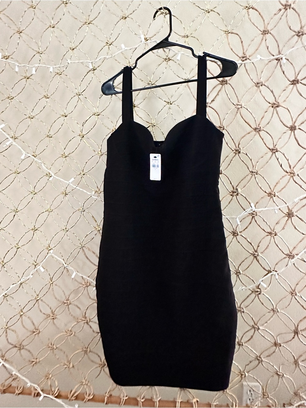 Express Black Strapless-Look Midi Bodycon Dress